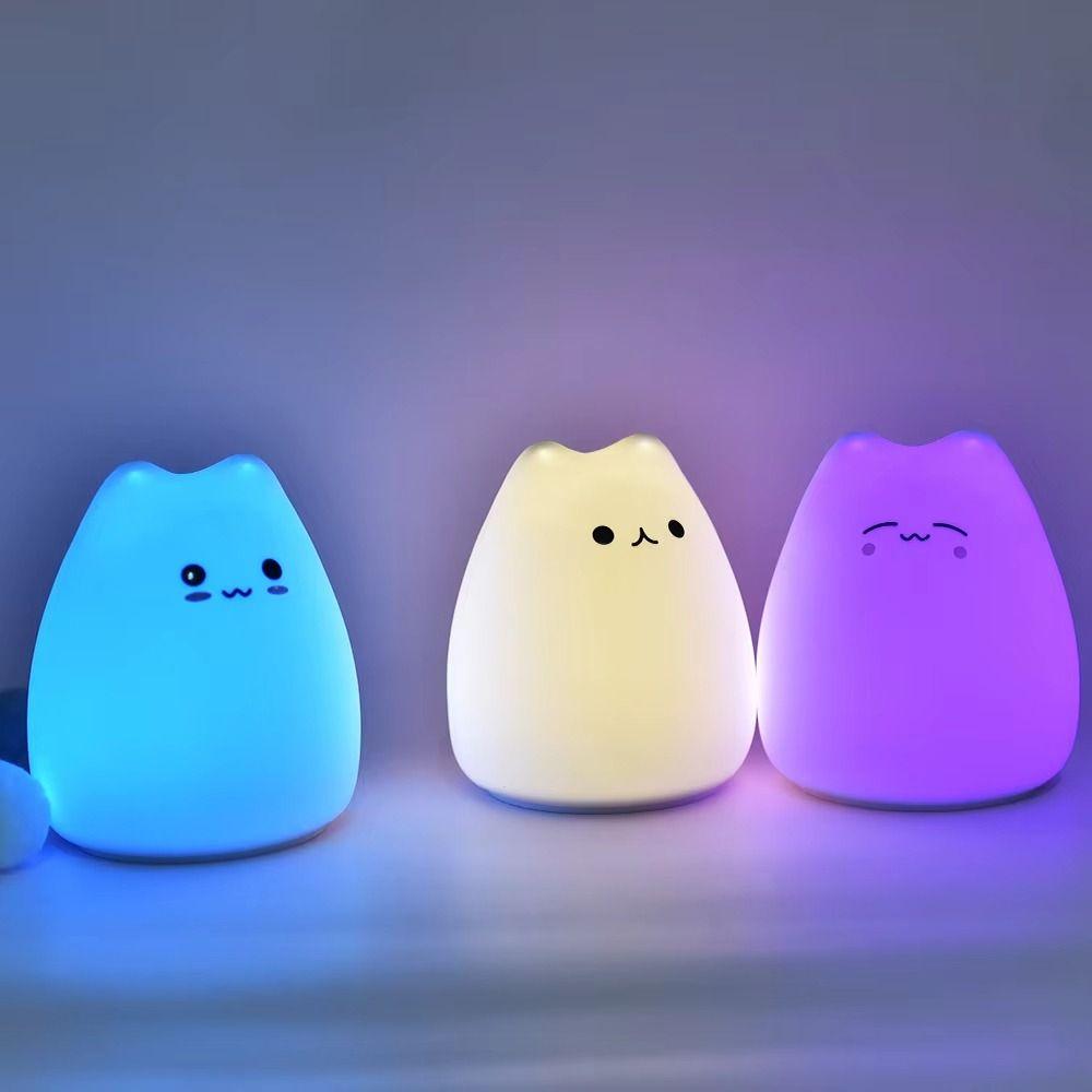 Animal Cat LED Colorful Night Light Night Lamp Indoor Sensor Lamp  Children Kids Room