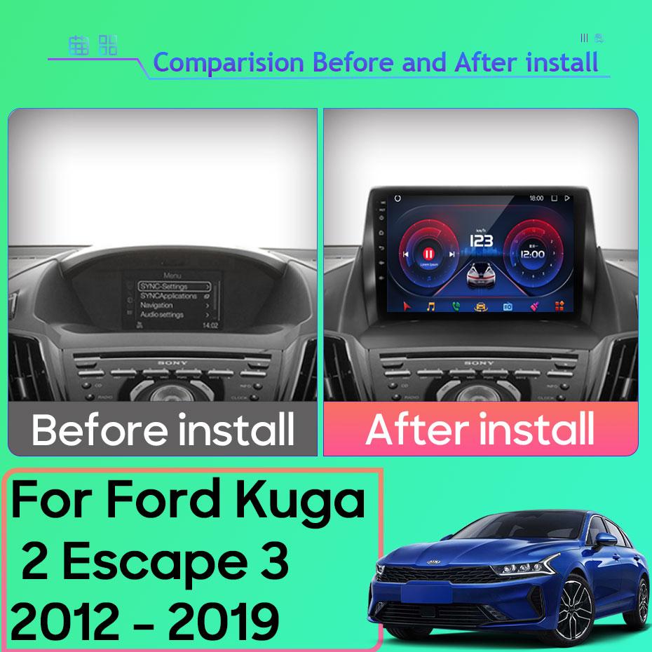 Android Мультимедиа Для Ford Kuga 2 Escape 3 2012 - 2019 Автомагнитола CPU Радио QLED Плеер Навигация Carplay Auto HDR 5G Приборная панель BT