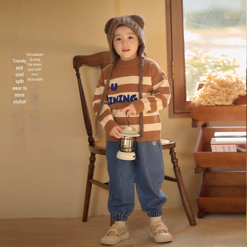 Детские джинсовые брюки Cotton Hall: Теплые вельветовые брюки для детей осень/зима 2024 года.