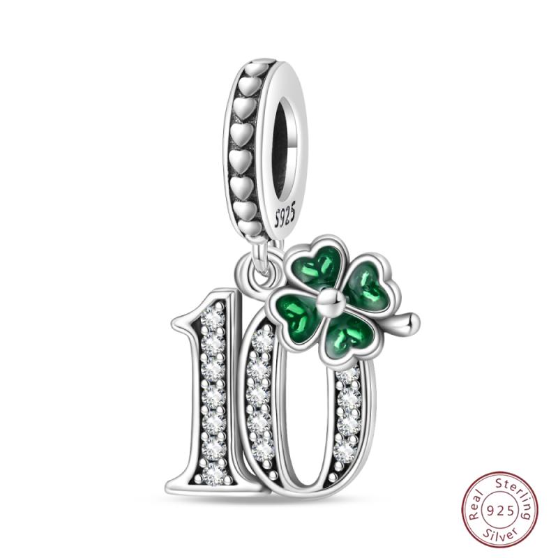 Медный браслет с бусинами 'Четырехлистный клевер на удачу', с блестящим цирконием, для оригинального браслета 3 мм, женские изящные украшения