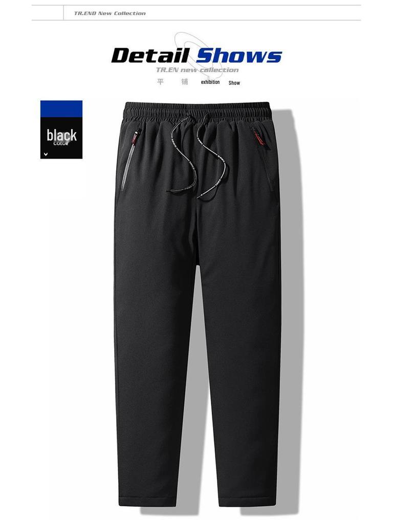 Мужские ветрозащитные теплые плюшевые хлопковые брюки на осень и зиму