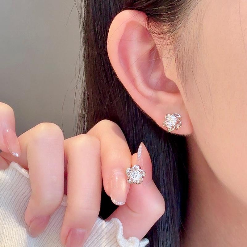 Barbie earrings [Limited to 999 pure silver] Five-petal flower, the fugitive princess, sparkling, exquisite, compact, simple, elegant BARWWED003