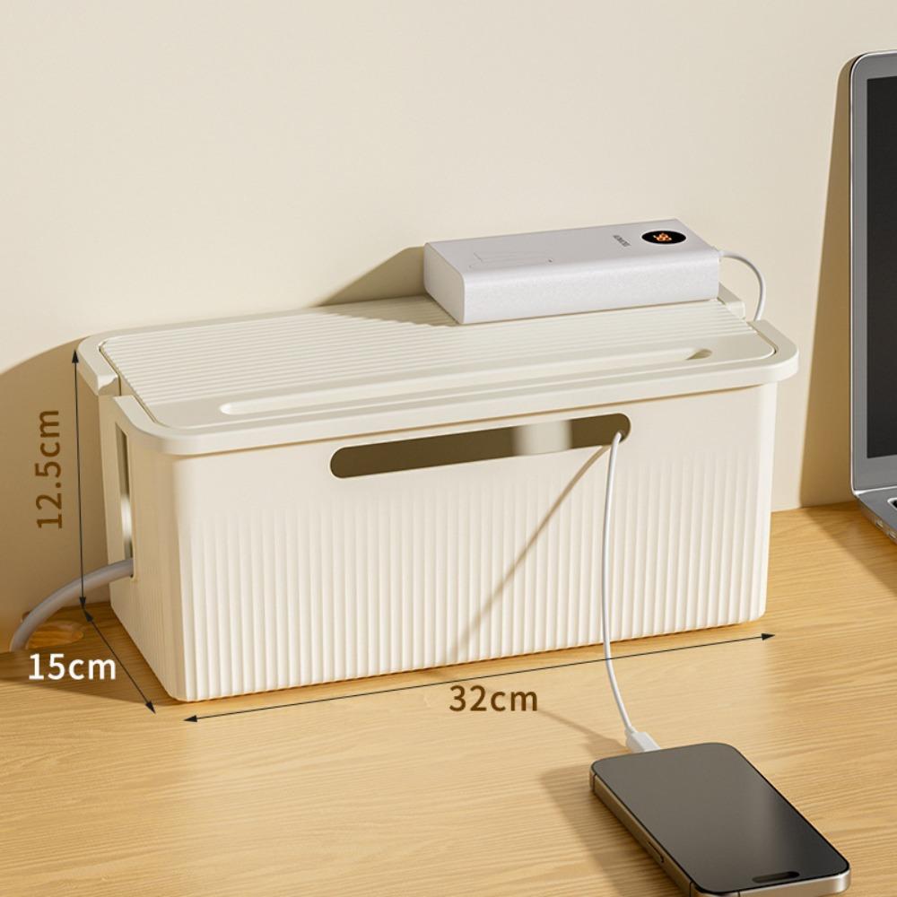 Durable Plastic Cable Storage Box Multi-Purpose Cord Organizer Desktop Storage Box Charger Power Cord Case