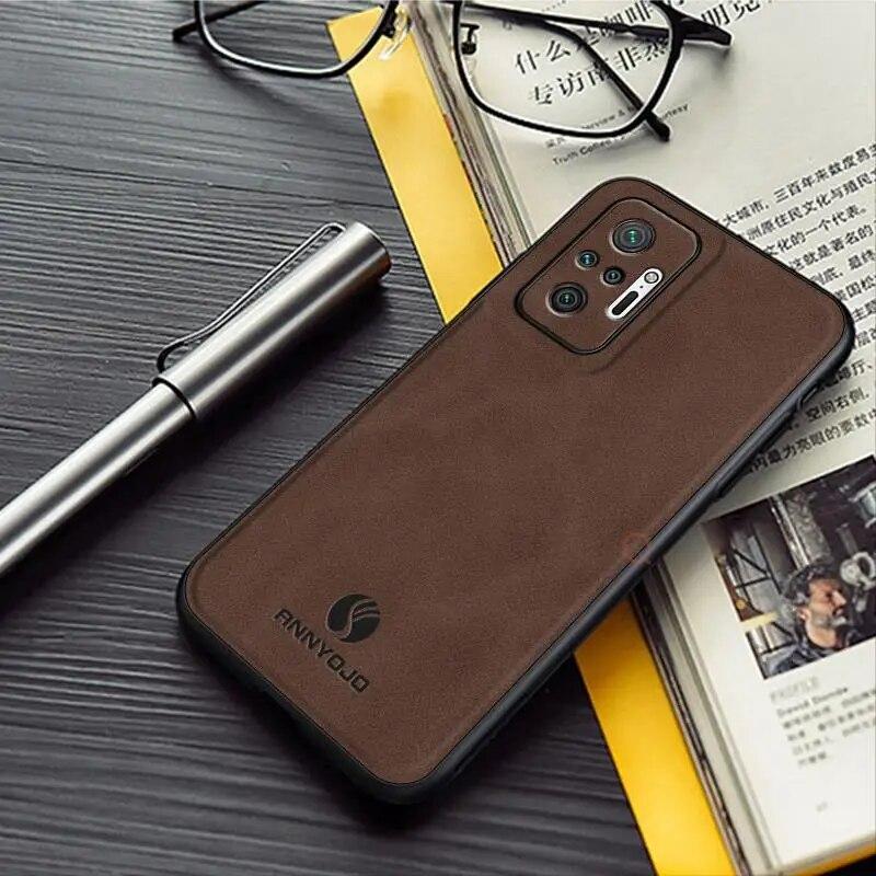 Sheepskin Leather Case For Xiaomi Redmi Note 10 Pro 4G 5G 10s Luxury Men Business Vintage Magnetic Back Cover On Note10 S 10pro
