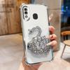 KEYSION Shockproof Plating Phone Case for Samsung A20 Clear Soft TPU Glitter Jewelled Swan Kickstand Cover for Galaxy A30