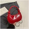 Hand Carry Fashion Trend Dumpling Bag Women 2025 New Simple Versatile Patent Leather Shoulder Bag Niche Design Messenger Bag