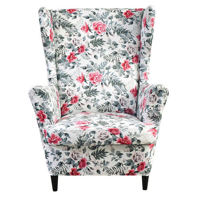 Чехол на спинку стула с наклонной подлокотником и принтом, эластичный чехол на кресло, крыло, спинка дивана, растягивающийся протектор, домашний декор