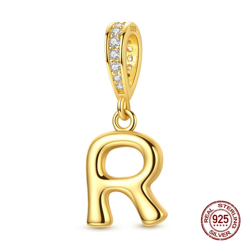 Новинка Оригинальные Шармы Медь 26 Золотых Букв А-Я Шарм-Бусина Подходит для Оригинального Браслета 3 мм для Женщин DIY Модная Бижутерия Подарок