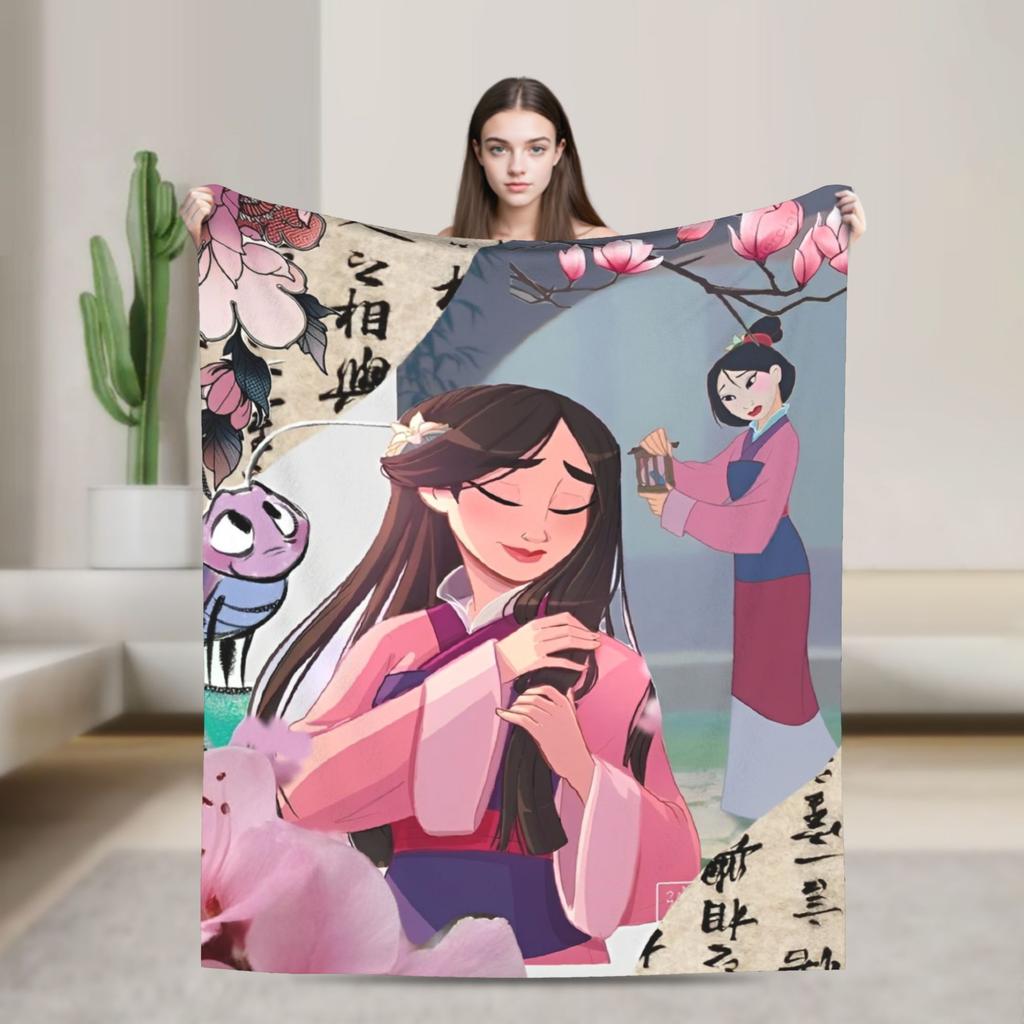 Mulan Cartoon Blankets Airplane Travel Flannel Throw Blanket For Outdoor Soft Warm Custom Quality Bedspread Birthday Gift