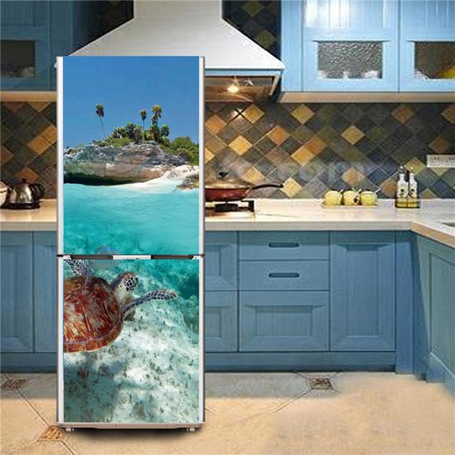 Рыба Обои Пингвин ПВХ 3D Для Холодильника Самоклеящиеся Водонепроницаемые Наклейка на Стену Мебель Декор Дверь Постер Наклейка Домашний Декор