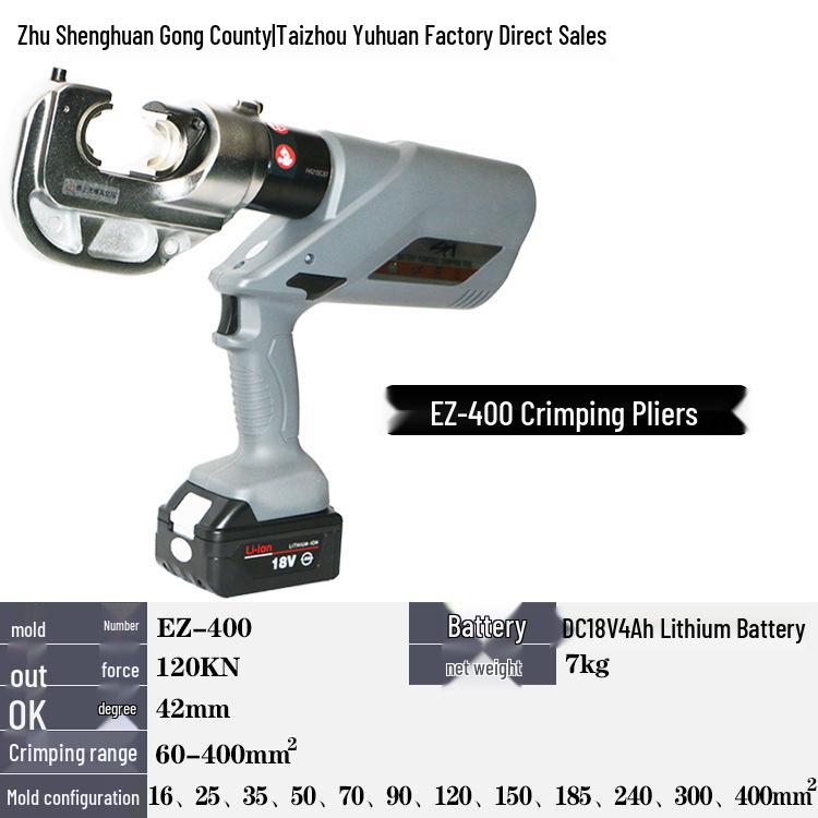 EZ-400 Rechargeable Hydraulic Electric Wire Crimping Tool and Cutter for 300 to H-type Connectors