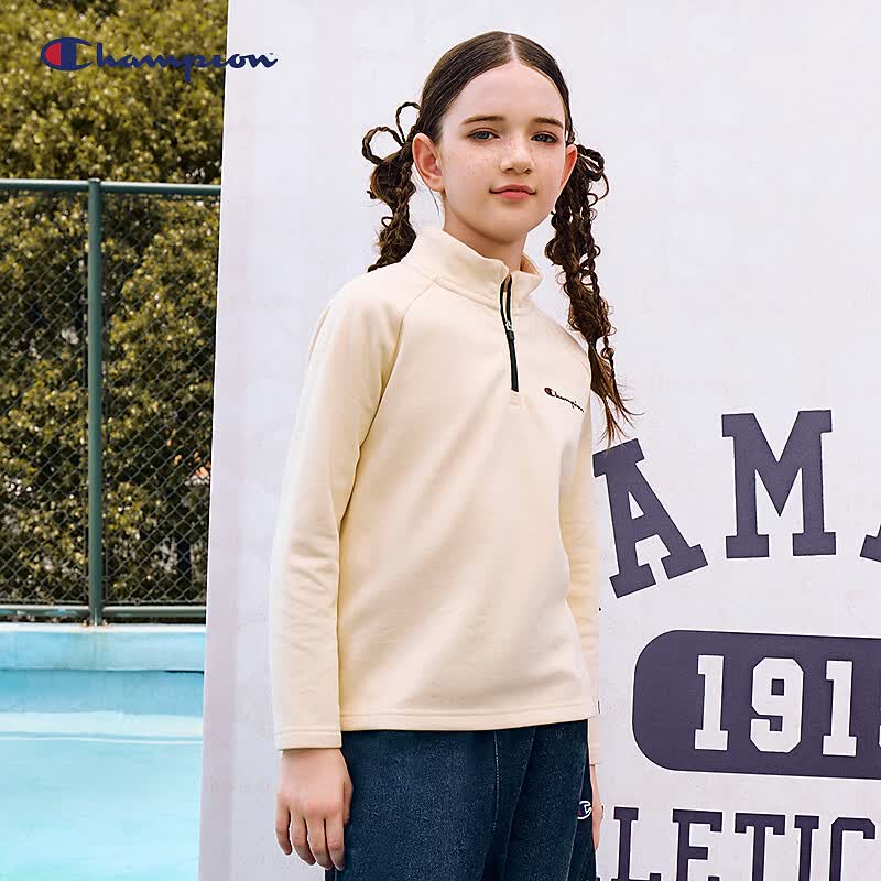 Champion Kids' Retro Half-Zip Long-Sleeve T-Shirt