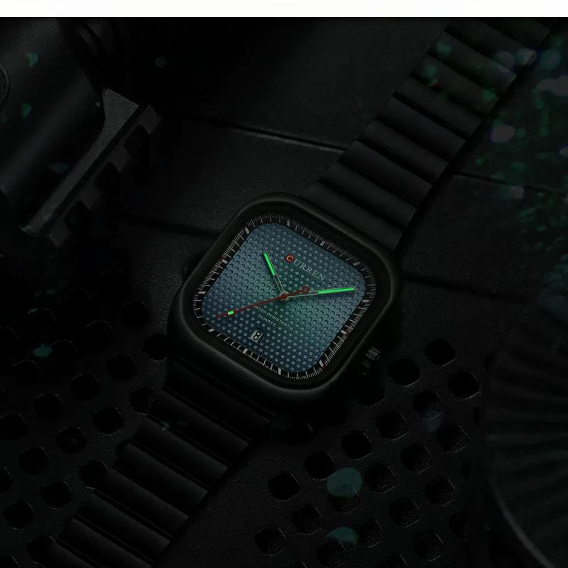 Men's Casual Quartz Watch Creative Square Calendar Dial Stainless Steel Strap Men's Wristwatch Festival Gift Men's Exquisite Gift Watch