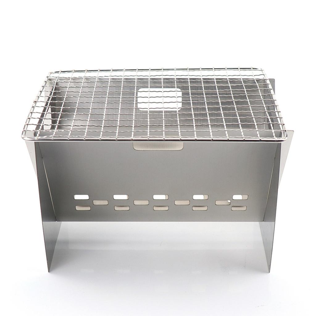 Portable Mini Charcoal Grill Stainless Steel Foldable Compact BBQ Barbecue Stove with Removable Cooking Grid for Outdoor Camping