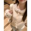 New Autumn and Winter Furry Edge Round Neck Long-sleeved Cardigan for Women, Sweet and Spicy, Beautiful Outer Wear, Slimming, Beautiful Tops Jackets