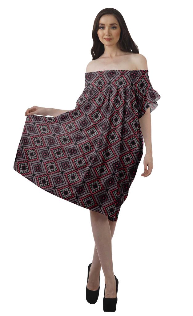 Moomaya Printed Poly Crepe Tunic Plus Size Womens Dresses Sleeveless Ladies