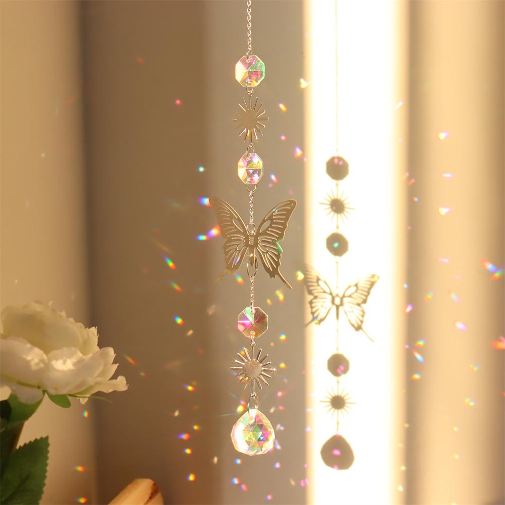 Crystal Star Sun Wind Chimes Hexagon Diamond Prisms Hanging Light Catcher Rainbow Make Window Curtains Pendant Home Room Deocr