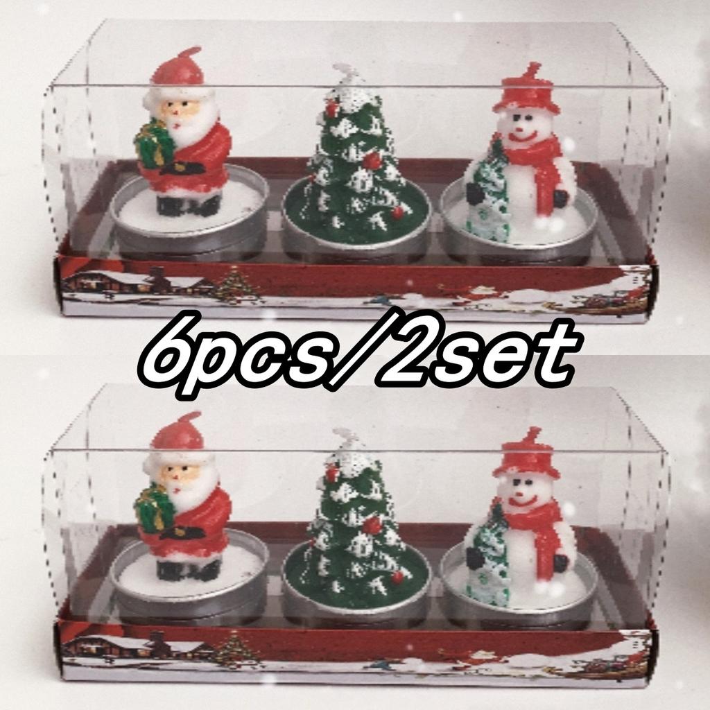 3pcs/set Christmas Candles Mini Claus Xmas Tree Snowmen Shaped Tin Cans Handheld Candles for Home Decor New Year Craft Gifts