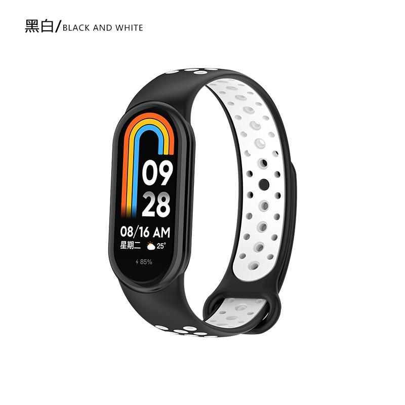 Двухцветный силиконовый ремешок для умных часов Xiaomi Mi Band 10/9/8 Сменный ремешок для Mi Band 8/9/10 Спортивный браслет Аксессуары