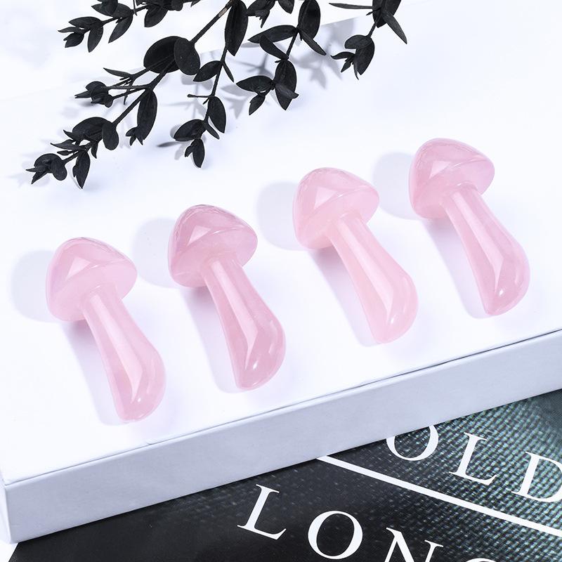 Natural Rose Quartz Mushroom Eye Massager Face Gouache Scraper Natural Stones Facial Lifting Massage Relieve Reduce Eye Fatigue