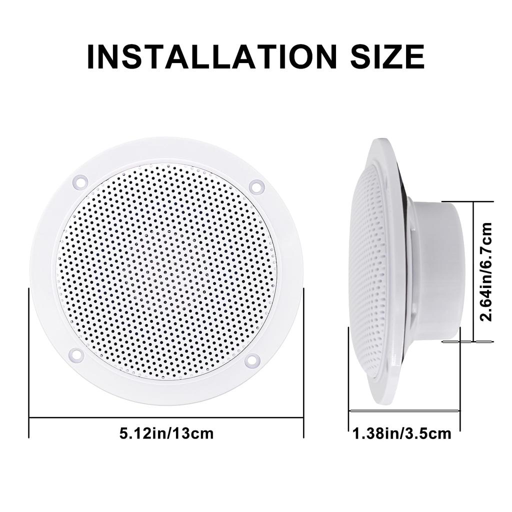Herdio 160W Bluetooth 4 Inch Recessed Ceiling Speaker Kit Amplifier Waterproof Ceiling Speaker Bathroom Kitchen Home Outdoor
