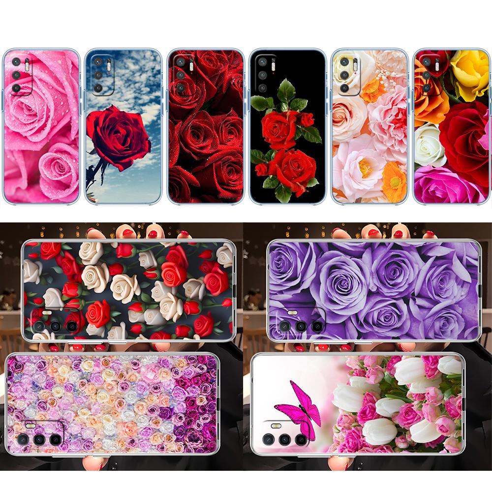 CJ17 Beautiful Roses Flower Soft Shell Transparent Phone Case for Motorola Moto G7 G8 G9 G84 G85 G73 G24 G15 Z2 Play Power Plus