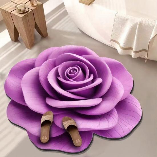 3D Коврик для пола в виде розы, Впитывающий Цветочный коврик для ванной с нескользящей основой, Реалистичный Цветочный декоративный ковер для спальни, гостиной, прихожей