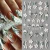 Nail Art Sticker, Relief 5D Three-Dimensional Lily Flower Flower Small White Flower Adhesive Nail Sticker