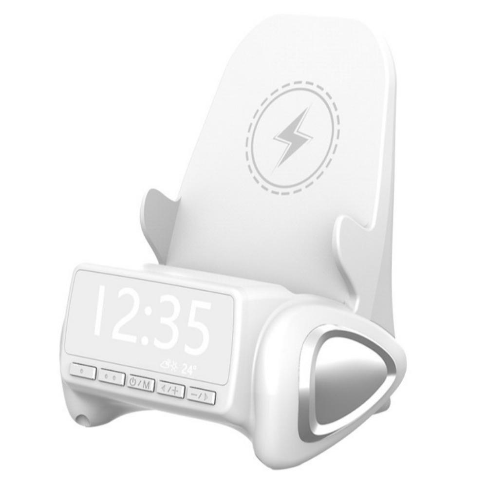 with Clock Desktop Phone Stand with Bluetooth Speaker Phone Holder Wireless Phone Charger Gift