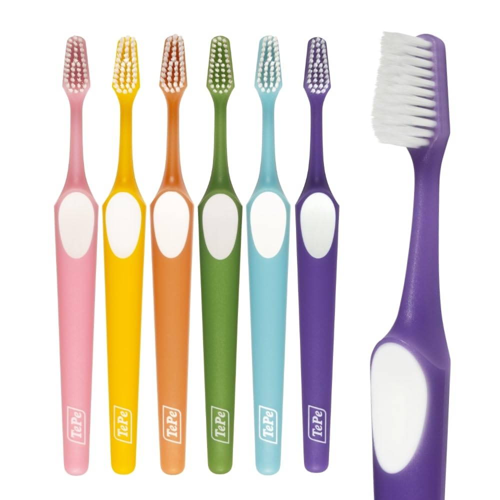 TePe Supreme Toothbrush with Bristles Assorted Colors 5 Brushes Double-Tiered / /