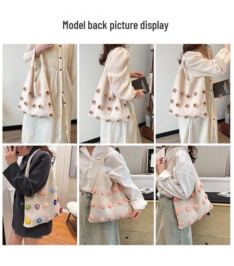 Women's 2025 Large Capacity Knit Flower Tote: Spring/Summer Beach & Commuting Bag