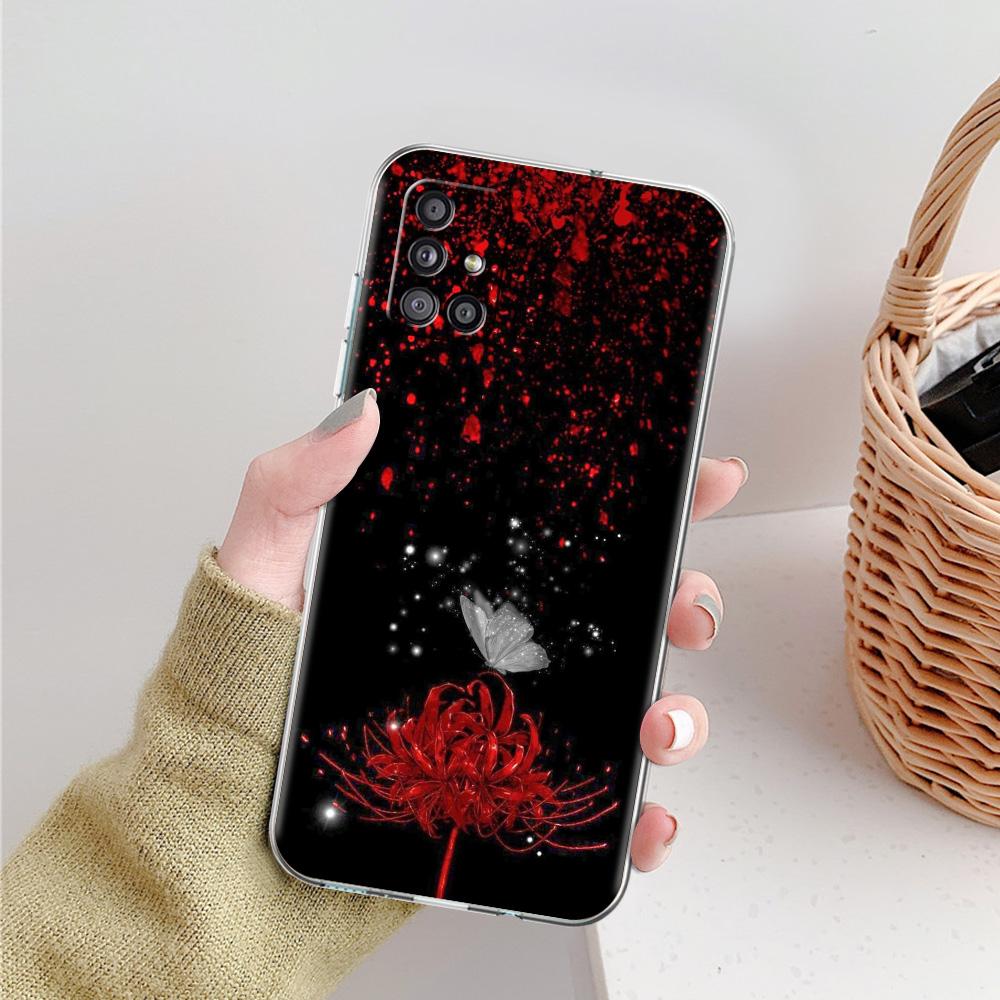 Чехол для телефона Samsung A15 A13 A35 A55 A51 A71 A41 A31 A21S A05 A17 A23 A25 A33 A53 A73 5G A07 4G Обложка Токио Красная Паучья Лилия