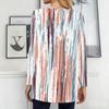 Women Plus Size Round Neck Long Sleeve Striped Printed Loose Longline T Shirt With Pockets