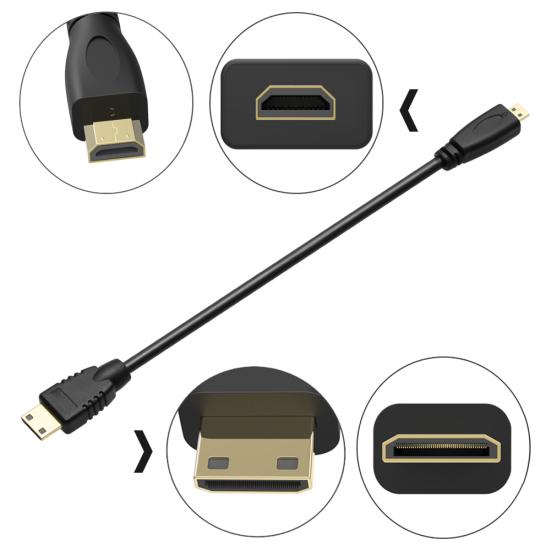 0.3m/1m/1.8m High Clarity To Micro HDMI-compatible 1080P Mini Male Converter Cable Cord