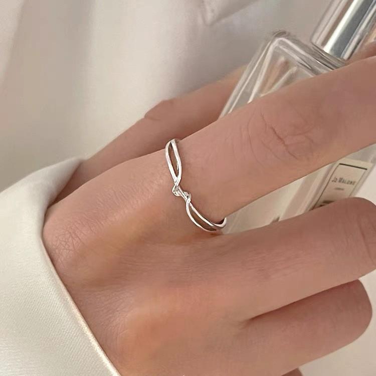 Korean Version Plain Ring Irregular 925 Sterling Silver Versatile Ring Women's Niche Ins Style Design Non-fading Combination Ring