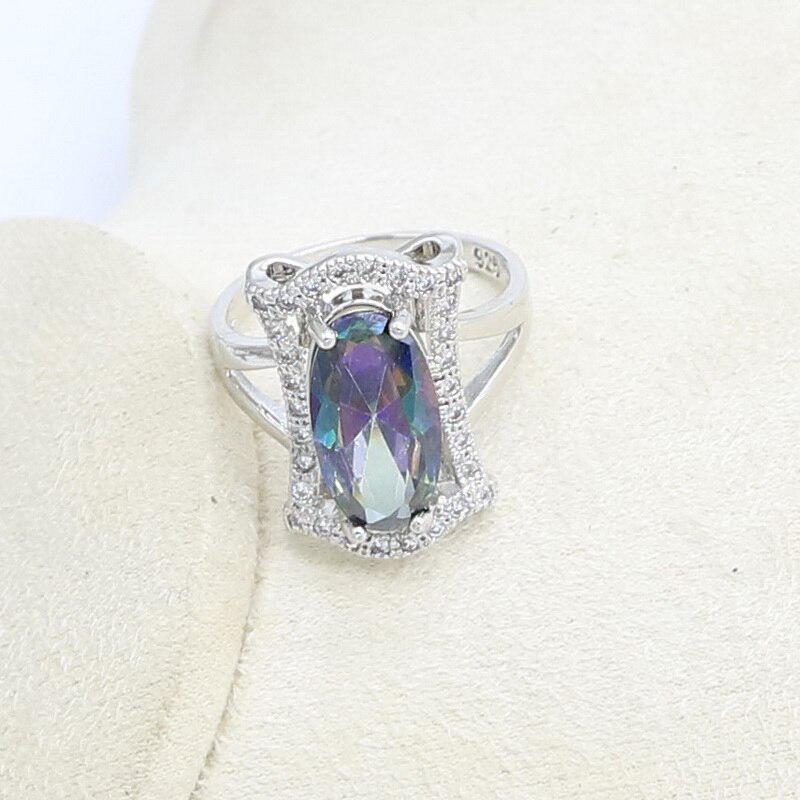 WPAITKYS серебряные комплекты ювелирных изделий для женщин, свадебные загадочные многоцветные серьги с цирконом, кольцо, ожерелье, браслет