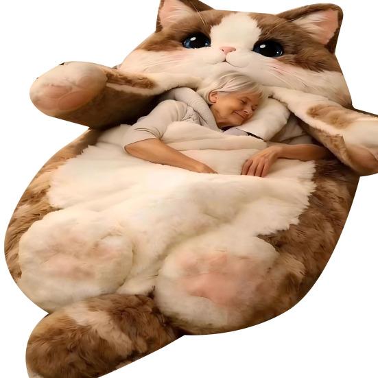 Плюшевый спальный мешок-конверт для взрослых Кот Лягушка Акула Змея Кролик Мешок для сна Домашний Путешествия Холодная погода Мужчины Женщины Плюшевый животный коврик для сна