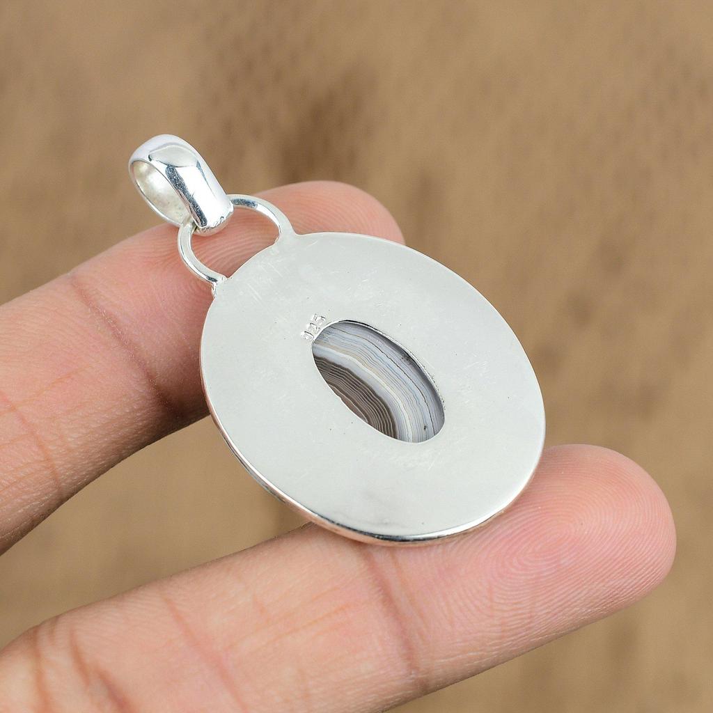 Подвеска из натурального ботсванского агата, белый стерлинговый серебряный кулон 925 пробы, индийские украшения