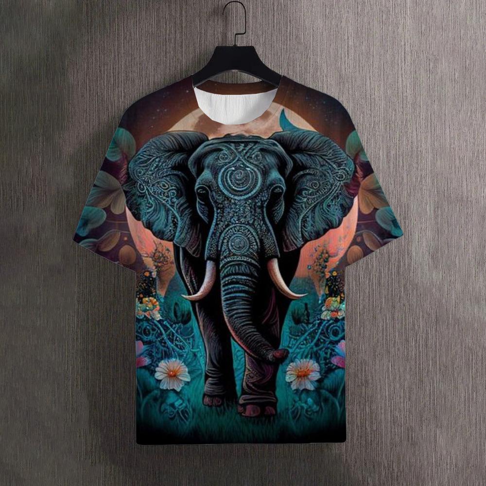 Мужские футболки летние топы с рисунком животных слонов 3D-принт футболки женские уличные модные футболки больших размеров мужская одежда топы