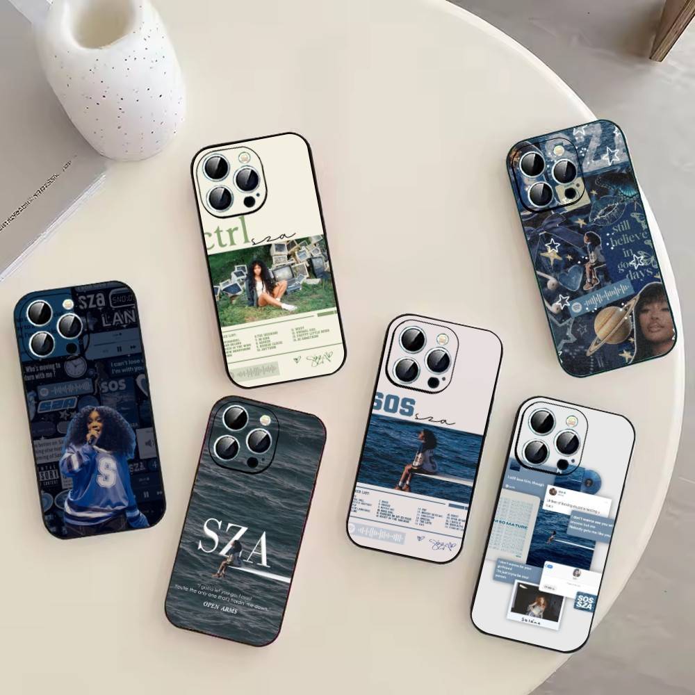 Модный Чехол для Телефона S-SZA Для iPhone 17,16,15,14,13,12,11 Plus,Pro Max,XS,Мягкий Черный Чехол