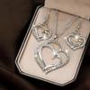 European-American Chic Peach Heart Necklace & Earring Set - Versatile Light Luxury Jewelry