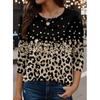 Women's T Shirt Casual Leopard Regular Tops Long Sleeve Crew Neck Print Regular Fit Daily Gold Spring Fall