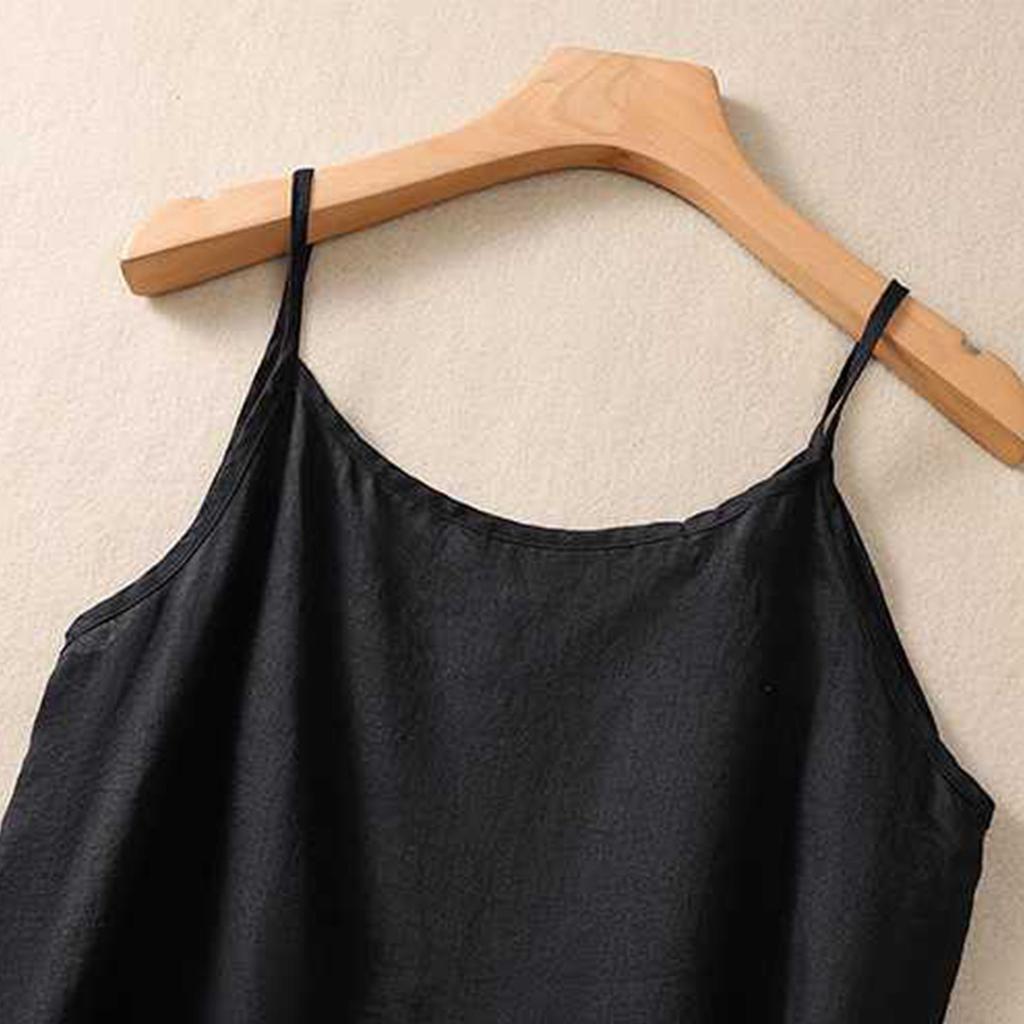 Женский топ-майка с V-образным вырезом и безрукавкой из хлопка и льна