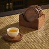 6pcs/set Round Teacup Mat Japanese Style Insulated Placemat Teaware Wood Coaster  Gift