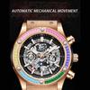 Classic Luxury Watch for Menes Multifunction Sports Waterproof Luminous Casual Clock Men Automatic Mechanical Skeleton Watches Rainbow Diamond