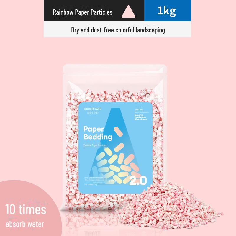 Бумажные гранулы Bukaxing Rainbow: Дезодорирующий наполнитель для хомяков и хлопковые опилки - 1 кг