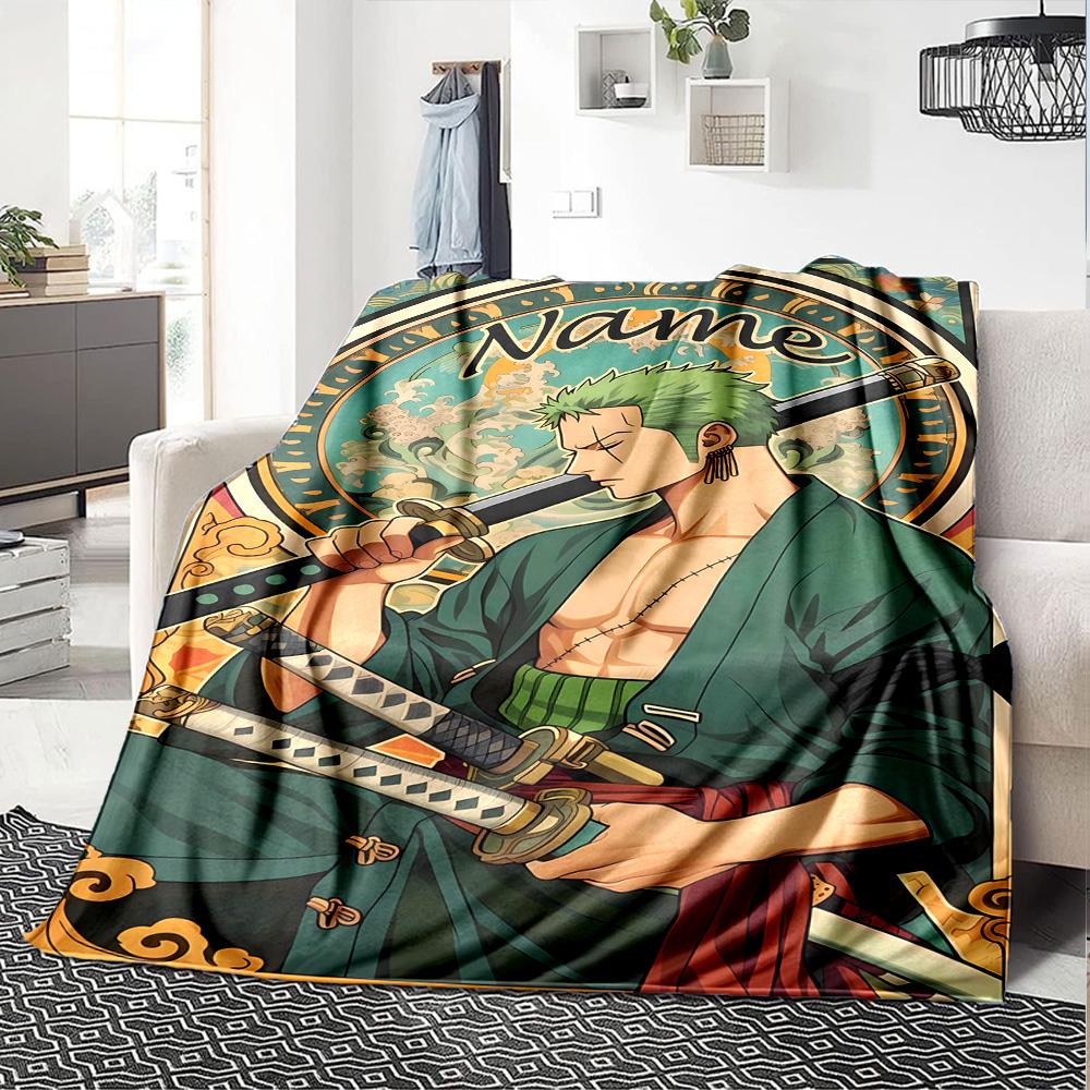 Customiz Name Personality Zoro the Pirate King Blanket Soft &Warm Sofa Office Bed Travel Lunch Break Blanket, Gift Suitable All Seasons