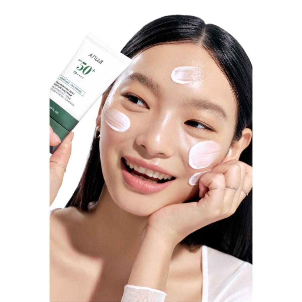 [ANUA] Heartleaf + Panthenol Silky Moisture Sun Cream (Sunscreen) SPF50+ PA++++ 50ml