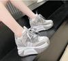 Fashion Spring Women Platform Trainers Comfy Shoes Chunky Sneaker Summer Women Wedge Shoes Breathable 10.5CM Height Increased Sneaker
