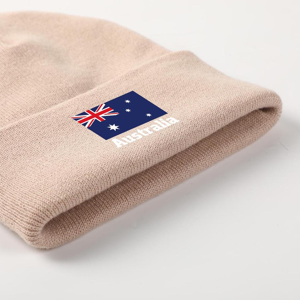 Вязаная шапка бини с принтом национального флага Австралии, патриотическая шапка-бини с отворотом, в стиле хип-хоп, с помпоном, вязаная шапка бини